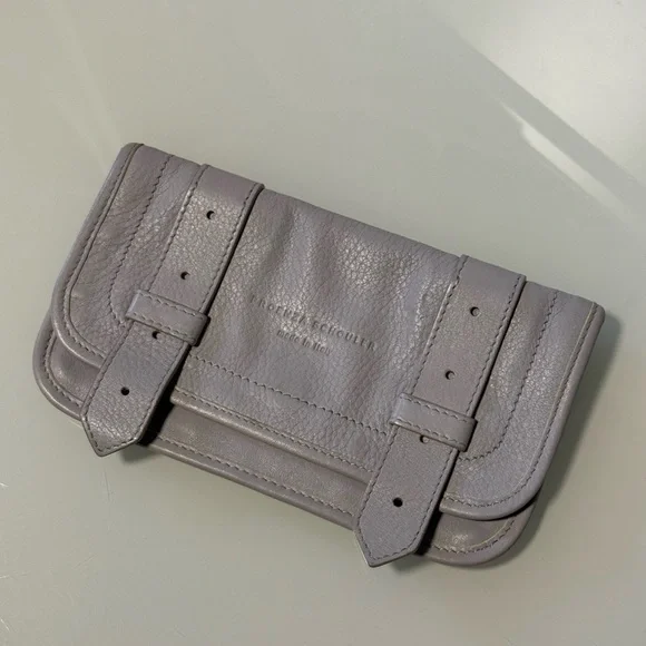 Gray Lilac Leather Women's Clutch - Picture 3 of 17